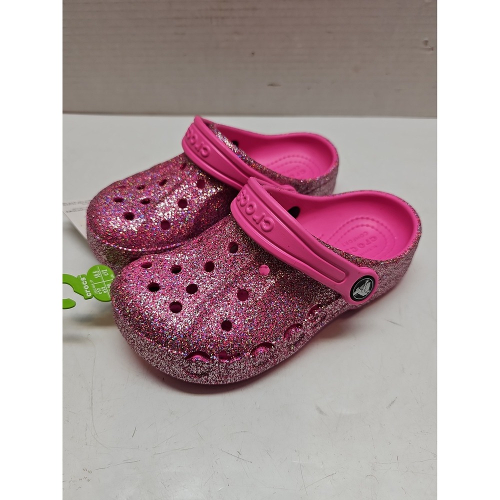 Crocs Classic Glitter Clog Toddler C12 Pink Glitter